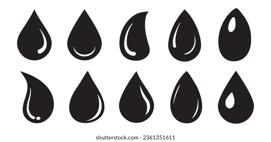 Water Drop set vector, Flat style Isolated on white background