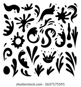 water drop set, waves stencil, drip, water splash. vector illustration