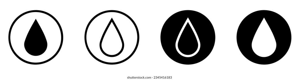 Water drop shape. Blue water drops set. Water or oil drop. Flat style Isolated on white background - stock vector.EPS 10