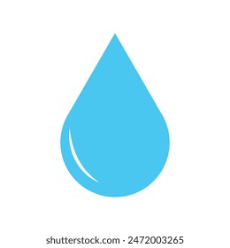 Forma de gota de agua. Gota de agua azul. Estilo plano aislado sobre fondo blanco - Vector de stock