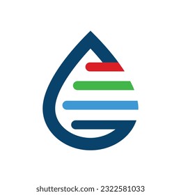 Forma de caída de agua. Diseño del logo de la gota de agua azul. El agua o el petróleo caen. Diseño e ilustración del vector de la gota de agua de lluvia dulce.