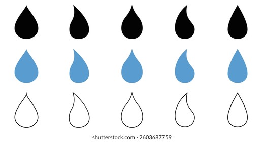 Water drop shape. water drops icon set. Water or oil drop. Flat design Isolated on white background - vector illustration 