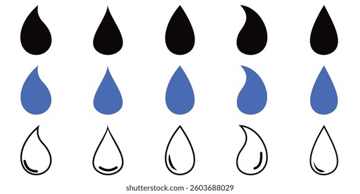 Water drop shape. water drops icon set. Water or oil drop. Flat design Isolated on white background - vector illustration 
