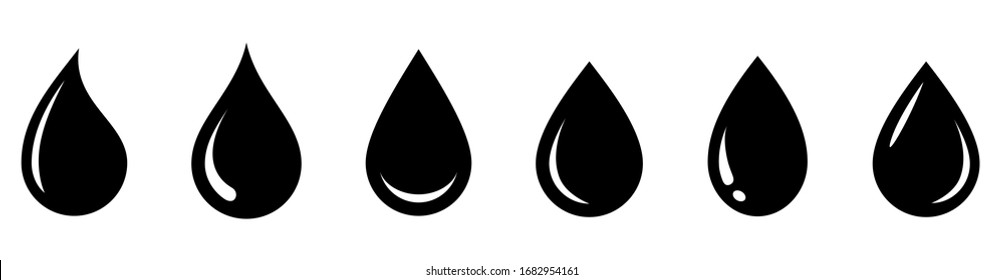 Water drop shape. Water drops set. Water or oil drop. Flat style Isolated on white background - stock vector.