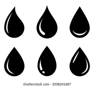 Water drop shape. Water drops set. Water or oil drop. Flat style Isolated on white background - stock vector.
