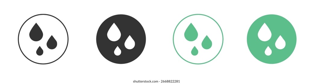 Icono de forma de gota de agua Minimal Flat Line Vector Icon Set.