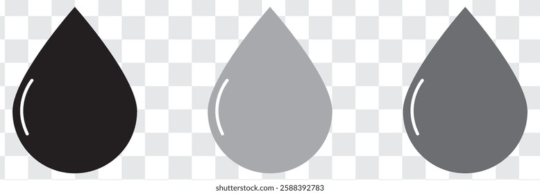 Water drop shape icon. Water or rain drops shape icons set. Blood or oil drop. Plumbing logo. Flat style outline. Vector illustration