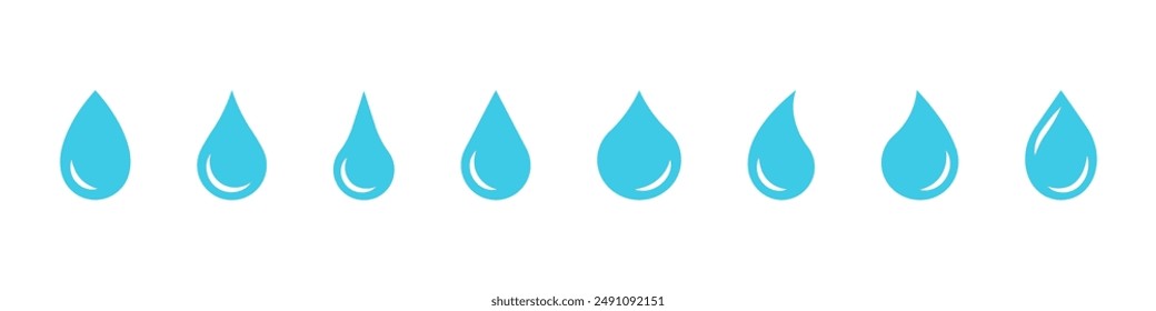 Conjunto de iconos de forma de gota de agua. Símbolo de icono de sangre. Diversas Formas de gotas de agua, agua y lluvia simple icono. Logo de Plumbing. Sangre o gota de aceite. Ilustración vectorial