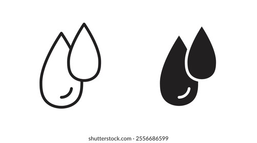 Water drop shape icon set in Thin line black color.