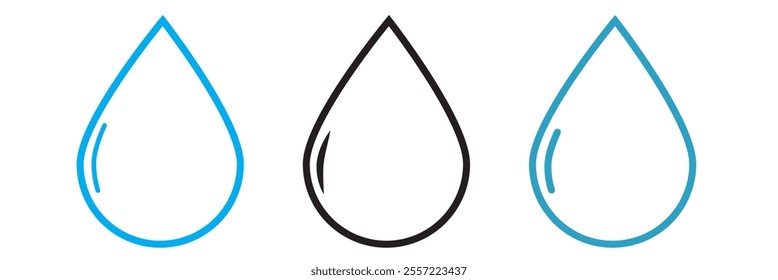 Water drop shape icon set. Blood icon symbol silhouette. Various shapes of water drops, water and rain simple icon
