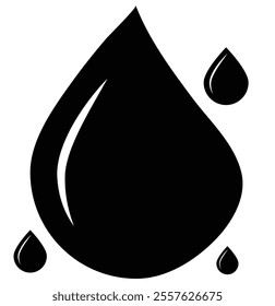 Water drop shape icon set. Blood icon symbol silhouette. Raindrops, splash, sea waves, pouring water, spray icon. Blood or oil drop. Vector illustration.