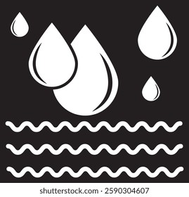 Water drop shape icon set. Blood icon symbol silhouette. Various shapes of water drops, water and rain simple icon. Plumbing logo. Blood or oil drop. Vector illustration. EPS 10.