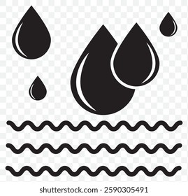 Water drop shape icon set. Blood icon symbol silhouette. Various shapes of water drops, water and rain simple icon. Plumbing logo. Blood or oil drop. Vector illustration. EPS 10.