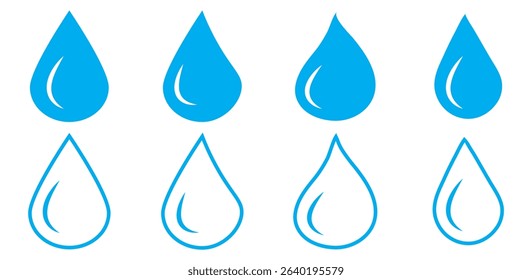 Water drop shape icon set. Blue raindrop and droplet logo. Graphic drip and oil splash. Water Splash, Blue water splash or drops isolated on cream background. Different from Similar Vector.