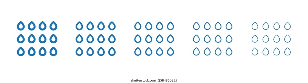 Water drop shape icon Symbol collection thin outline set