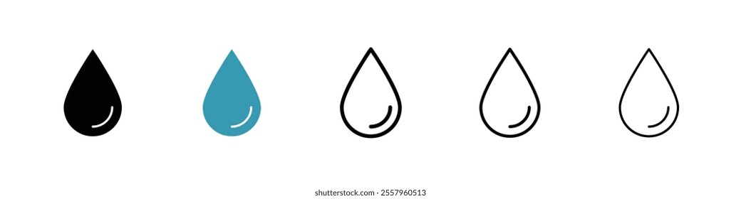 Water drop shape icons pack in black and blue.