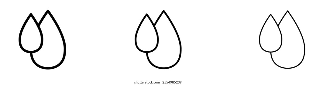 Water drop shape icons in tree different stroke sizes