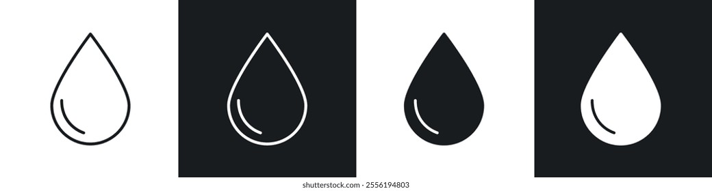 Water drop shape linear icon set for app, and web design.
