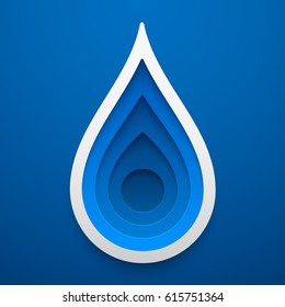 Water drop shape. Paper art of ecology idea. Vector illustration. Concept design for cards, posters, flyers, stickers.