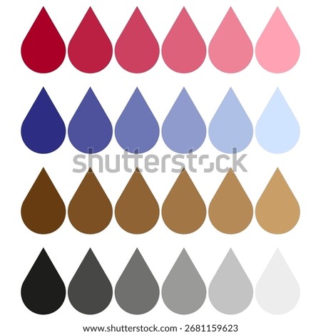 Water drop shapes. Paint splat vector. Liquid icons palette. Colorful fluid illustration. EPS 10.