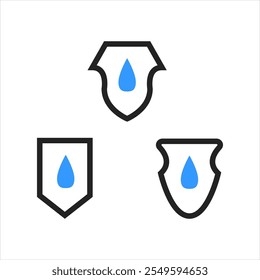 projeto do logotipo da gota d'água e do escudo