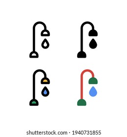 Water drop Shower Bath from pipe Icon, Logo, and illustration Vector