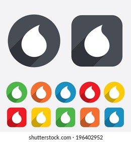 Water drop sign icon. Tear symbol. Circles and rounded squares 12 buttons. Vector