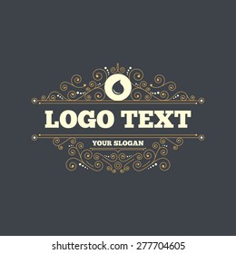 Water drop sign icon. Tear symbol. Flourishes calligraphic ornament. Vector