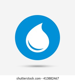 Water drop sign icon. Tear symbol. Blue circle button with icon. Vector