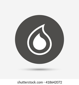 Water drop sign icon. Tear symbol. Gray circle button with icon. Vector