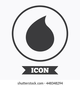 Water drop sign icon. Tear symbol. Graphic design element. Flat symbol in circle button. Vector