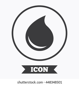 Water drop sign icon. Tear symbol. Graphic design element. Flat symbol in circle button. Vector
