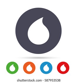 Water drop sign icon. Tear symbol. Round colourful buttons with flat icons. Vector