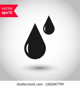 Water drop sign. Petroleum vector icon. Oil drop icon. Ink drop icon.  Tear drop symbol. EPS 10 flat sign.