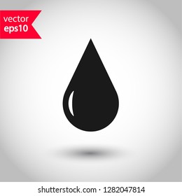 Water drop sign. Petroleum vector icon. Oil drop icon. Ink drop icon.  Tear drop symbol. EPS 10 flat sign.