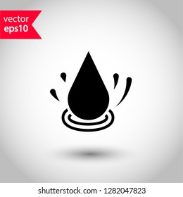 Water drop sign. Petroleum vector icon. Oil drop icon. Ink drop icon.  Tear drop symbol. EPS 10 flat sign.