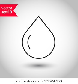 Water drop sign. Petroleum vector icon. Oil drop icon. Ink drop icon.  Tear drop symbol. EPS 10 flat sign.