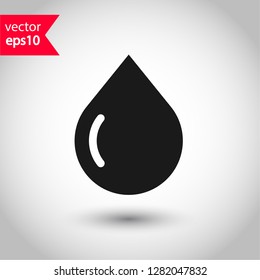 Water drop sign. Petroleum vector icon. Oil drop icon. Ink drop icon.  Tear drop symbol. EPS 10 flat sign.