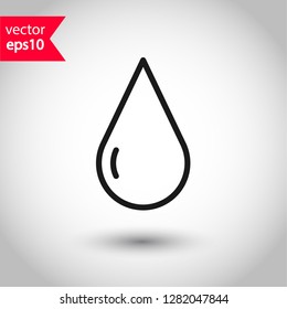 Water Drop Sign. Petroleum Vector Icon. Oil Drop Icon. Ink Drop Icon.  Tear Drop Symbol. EPS 10 Flat Sign.