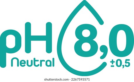 Water drop with sign ph 8.5. or Neutral pH icon