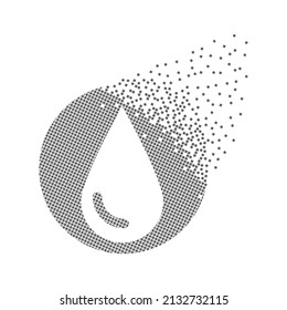 Water drop sign pixel dots. Environment, ecology and water extinction pixel art. Integrative pixel movement. Creative dissolved moving dot art. Modern icon creative ports vector design.