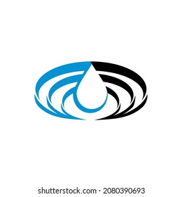 Wassertropfen Silhouette Design-Logo mit einigen runden Partitionen wie eine Arena Tribune

