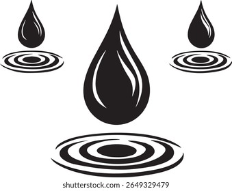 Water Drop Silhouette, Ripple Effect, Liquid Splash, Pure Nature Concept