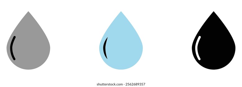 water drop silhouettes set icons. Water drop shape. flat design. vector illustration eps 10.