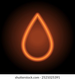 Water drop simples ícone vetor. Design plano. Néon laranja no fundo preto.ai