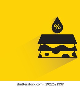 water drop and soil layers with shadow on yellow background
