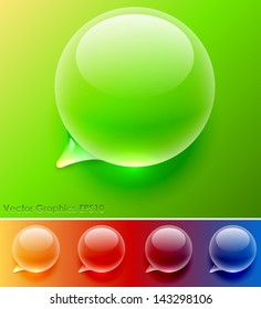 Water drop speech balloon vector template. Easy to change background color, see samples at the bottom.