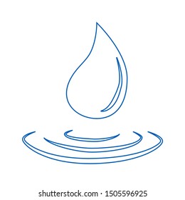 Water drop and spill. Blue water drop and water spill.