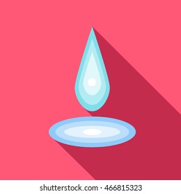 Water drop and spill icon in flat style isolated with long shadow