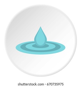 Water drop and spill icon in flat circle isolated vector illustration for web